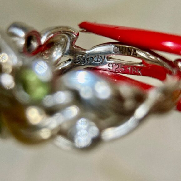 Barbara Bixby 925/18K Gold Leaf Peridot Ring - Picture 6 of 9